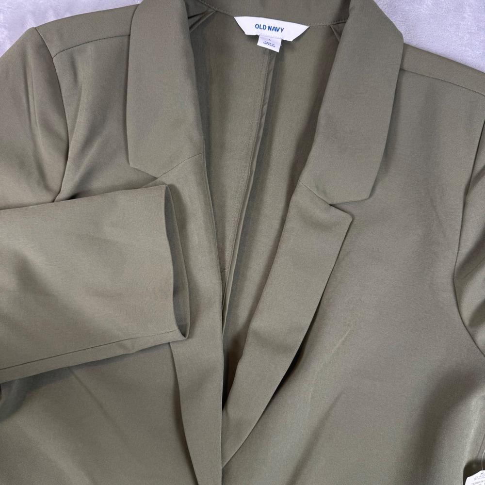 Old Navy Womens Olive Green Relaxed Two-Button Stretch Blazer Jacket Size L NEW
